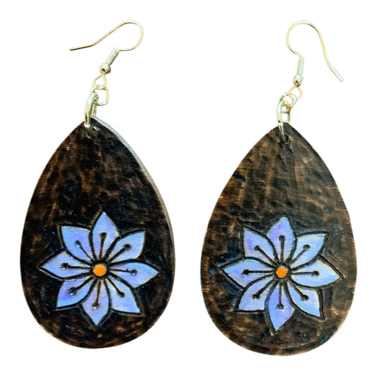 Blue Flowers Earrings Lightweight Teardrop Style
