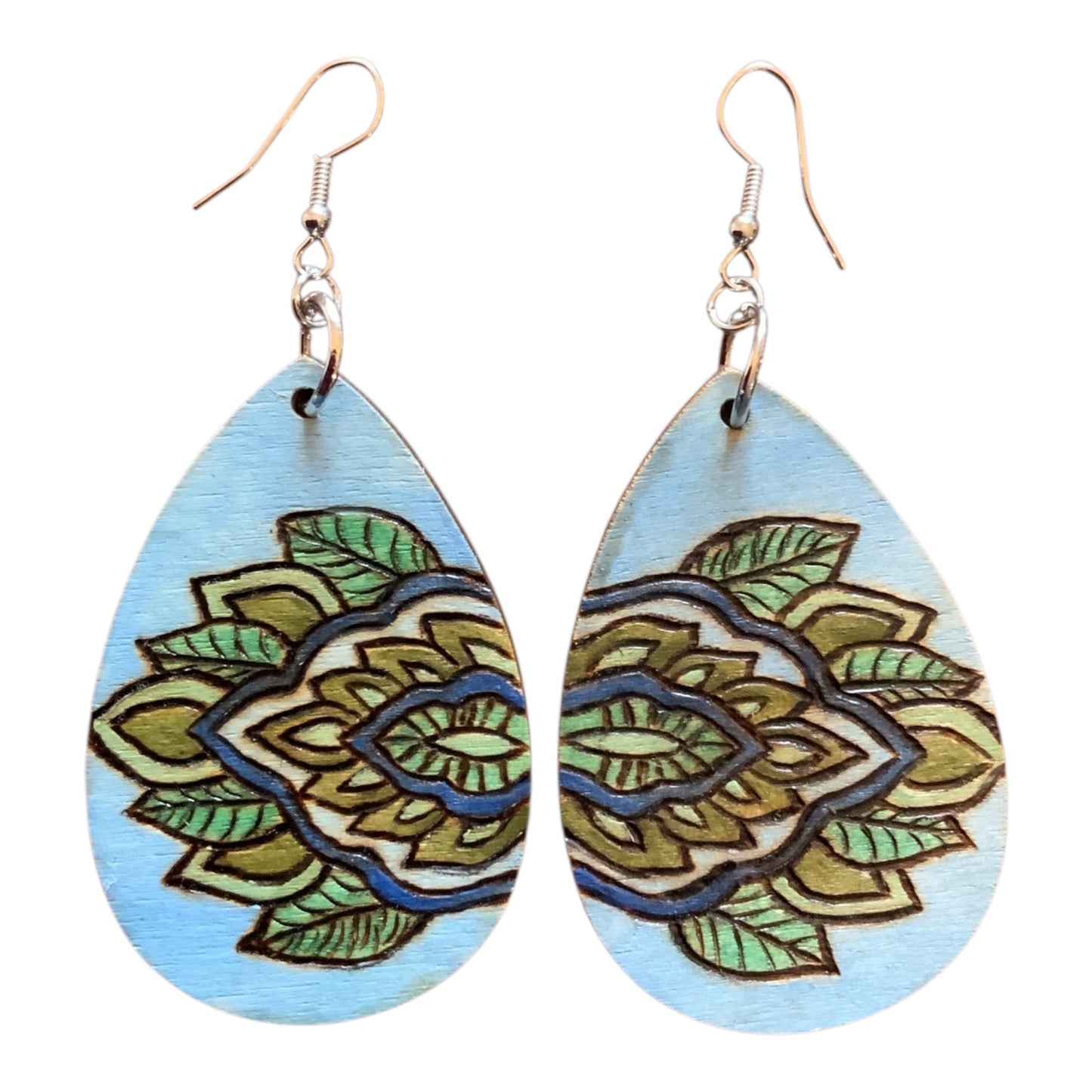 Half Mandala Earrings Lightweight Teardrop Style