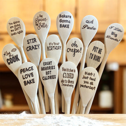 Cooking Spoons| Rubberwood 14"| Eco-friendly| Sayings| Kitchen
