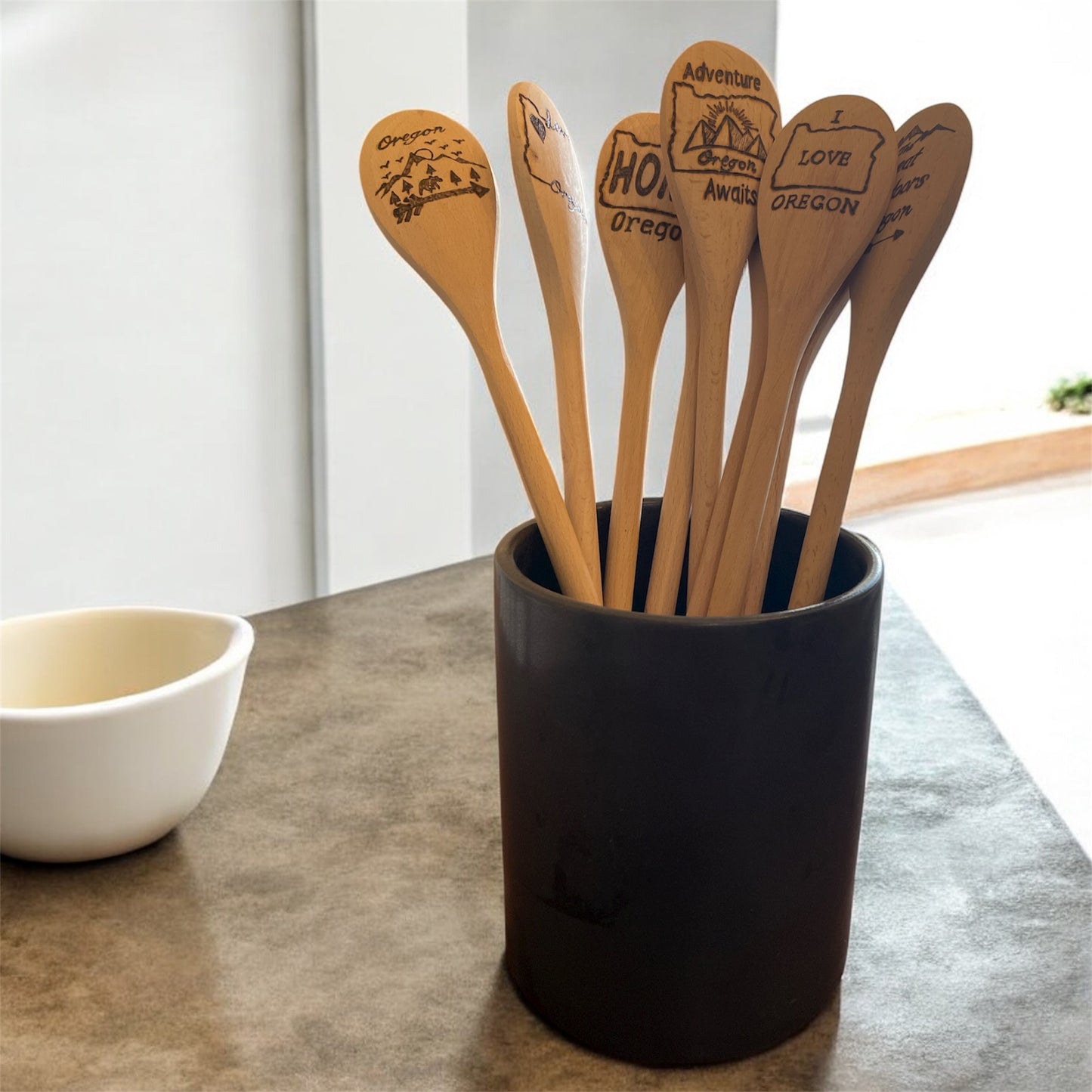Cooking Spoons| beechwood 14"| Eco-friendly| Oregon Lovers-PNW Roots- Wood Burned Designs