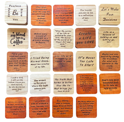 Handmade Square Wood Coasters| Rumi | Thoughtful Quotes