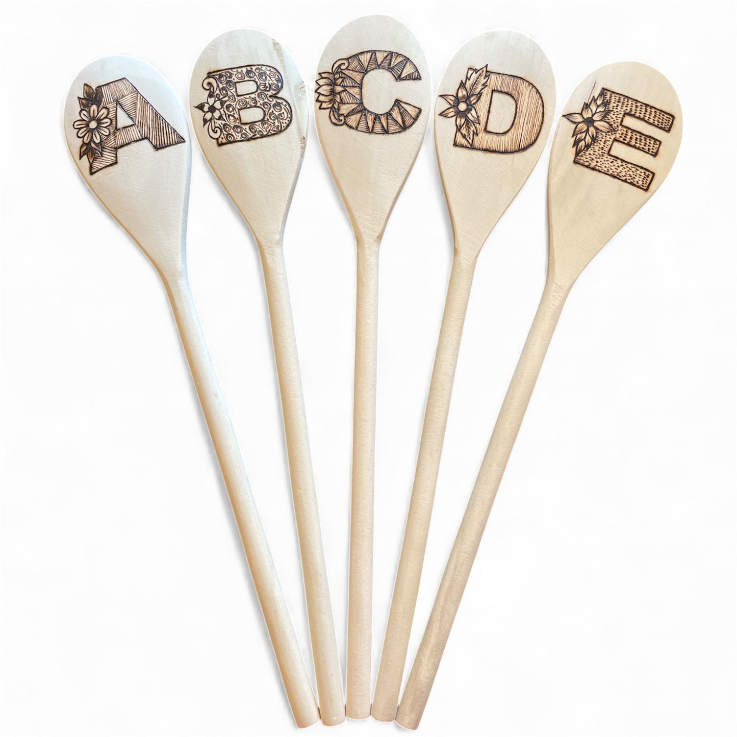 Rubberwood 14" Cooking Spoons| Eco-friendly| Custom Designs| English Alphabets Spoons