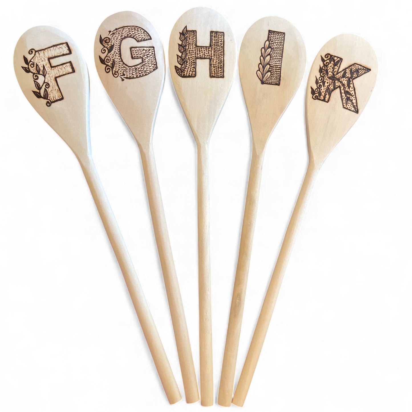 Rubberwood 14" Cooking Spoons| Eco-friendly| Custom Designs| English Alphabets Spoons