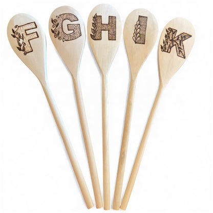 Rubberwood 14" Cooking Spoons| Eco-friendly| Custom Designs| English Alphabets Spoons