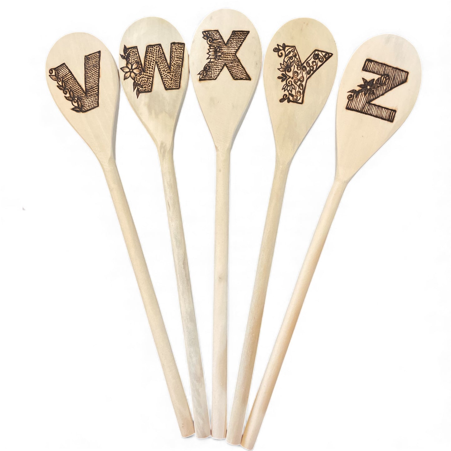 Rubberwood 14" Cooking Spoons| Eco-friendly| Custom Designs| English Alphabets Spoons