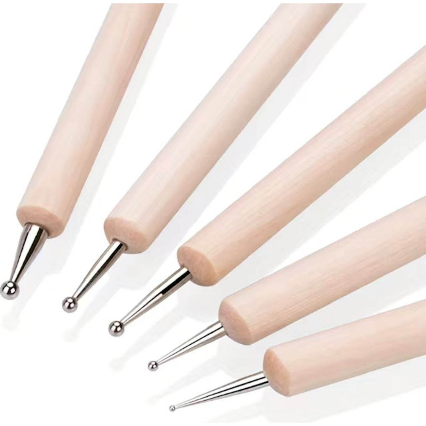 Curved Tips Straight Tips Wooden Dotting Tools for Dot Art Acrylic Painting Set of 5