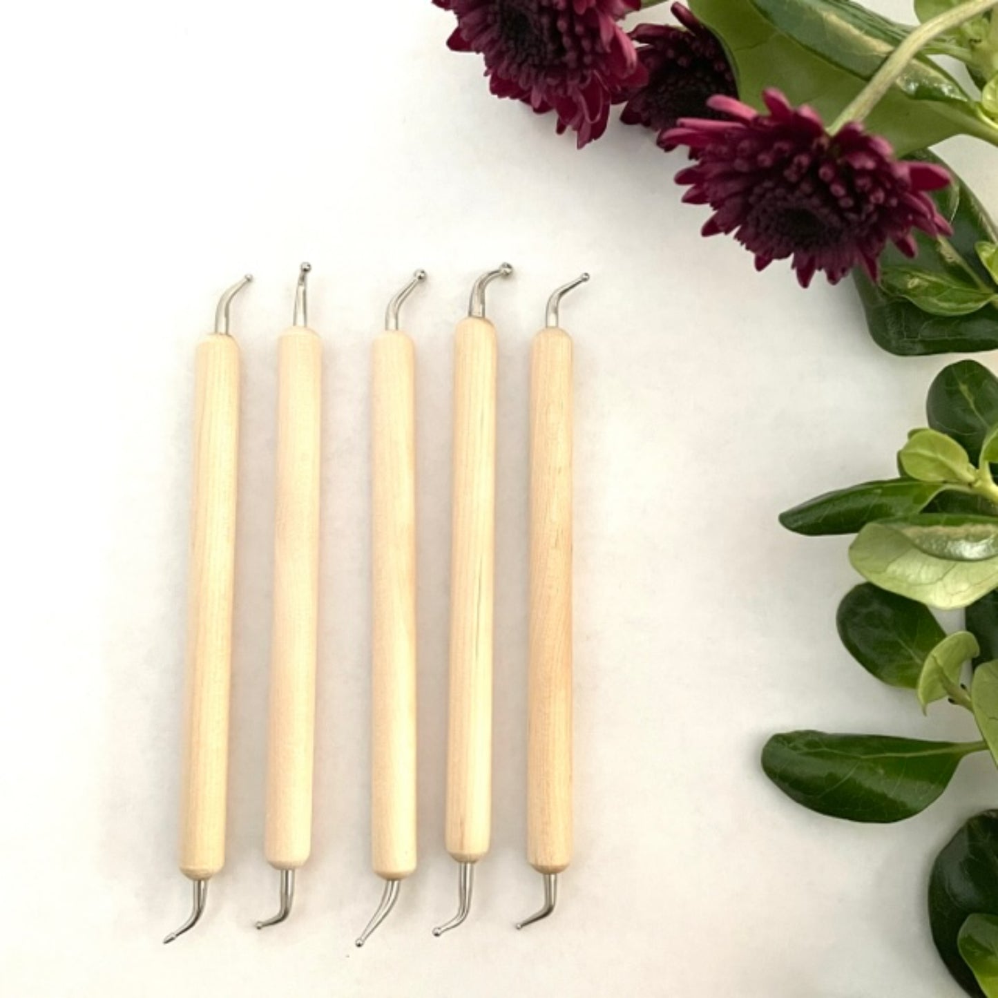 Curved Tips Straight Tips Wooden Dotting Tools for Dot Art Acrylic Painting Set of 5