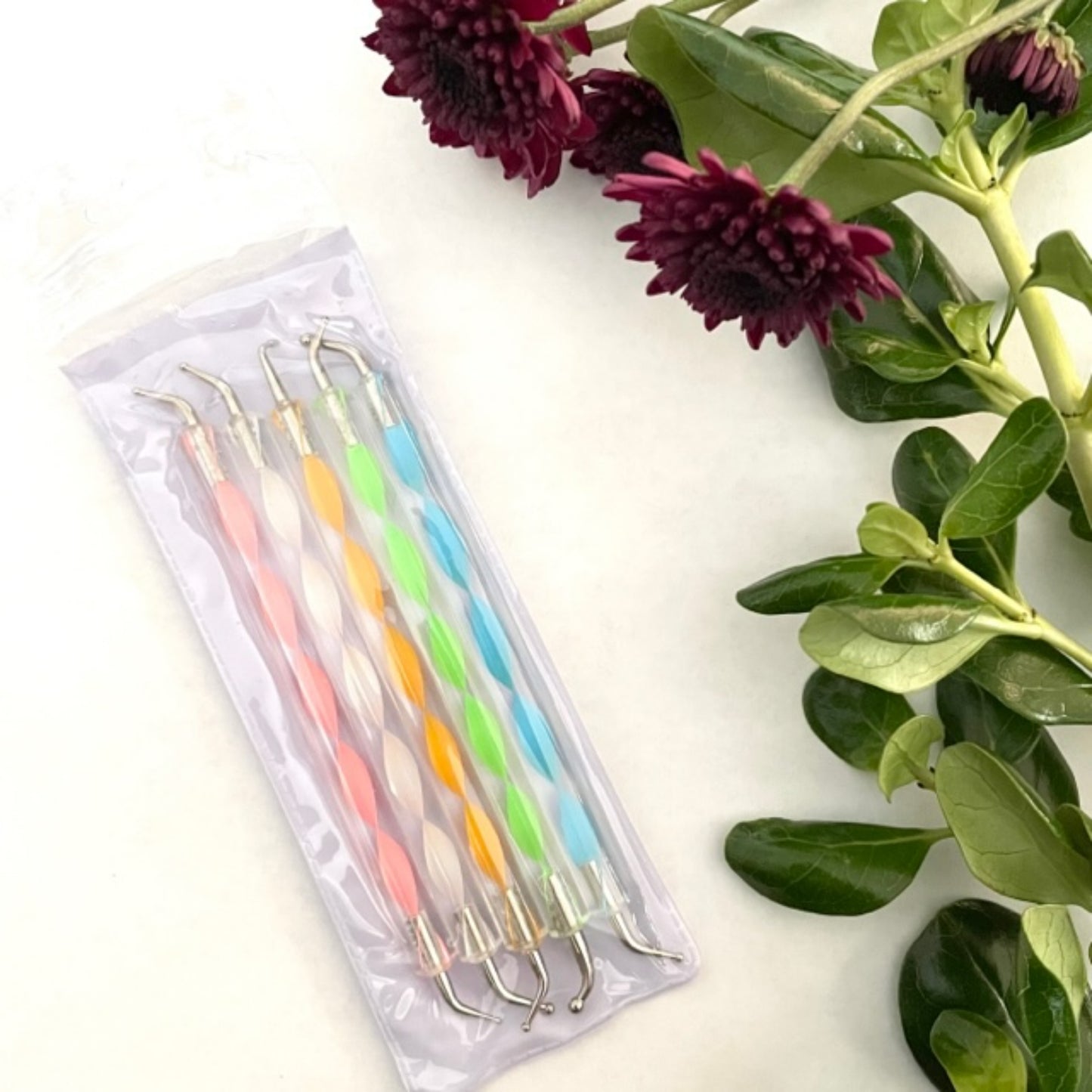 Puntas curvas, puntas rectas, herramientas de punteado para pintura acrílica Dot Art, vendedor de EE. UU., Juego de 5
