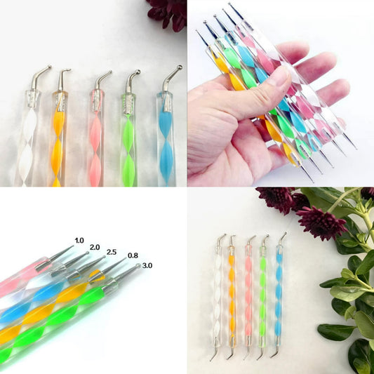Curved Tips Straight Tips Dotting Tools for Dot Art Acrylic Painting Set of 5