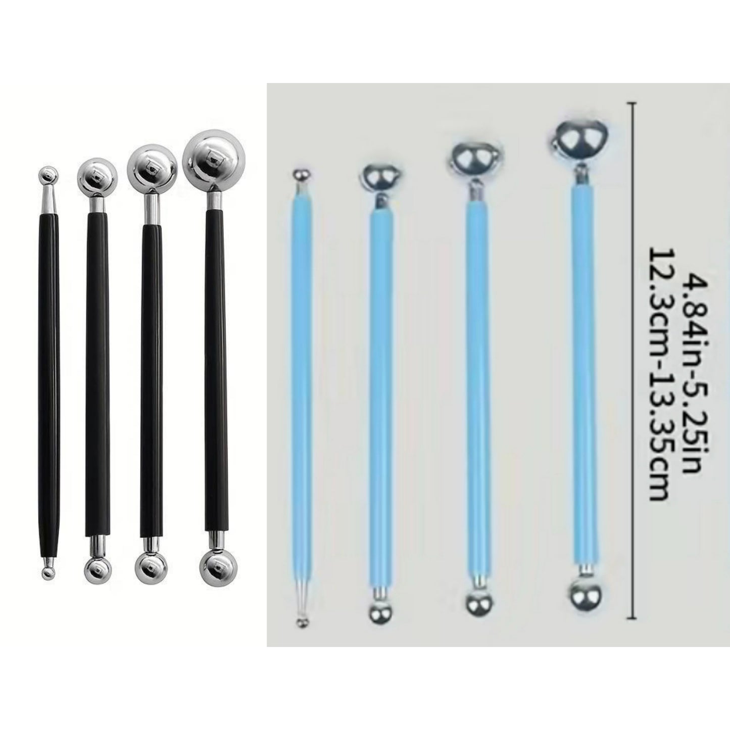 Herramientas de punteado con puntas grandes negras para pintura acrílica Dot Art, juego de 4 vendedores de EE. UU.