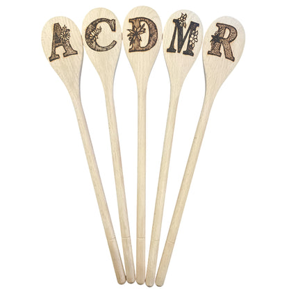 Beechwood 14" Cooking Spoons| Eco-friendly| Designs| Quotes| English Alphabets