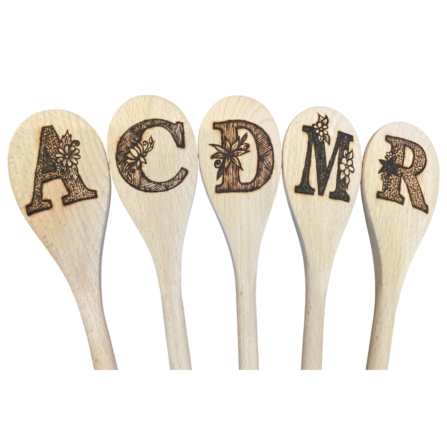 Beechwood 14" Cooking Spoons| Eco-friendly| Designs| Quotes| English Alphabets