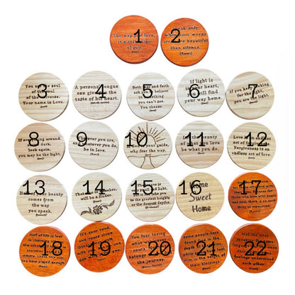 Handmade Round Wood Coasters| Rumi | Thoughtful Quotes
