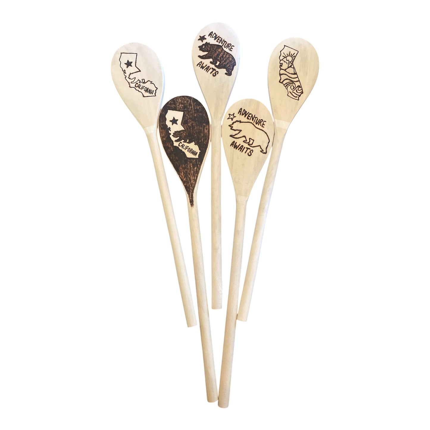 Rubberwood 14" Cooking Spoons| Eco-friendly| Designs| California Lovers| Black Bear