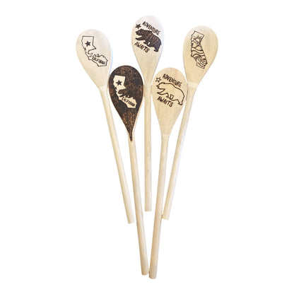 Rubberwood 14" Cooking Spoons| Eco-friendly| Designs| California Lovers| Black Bear