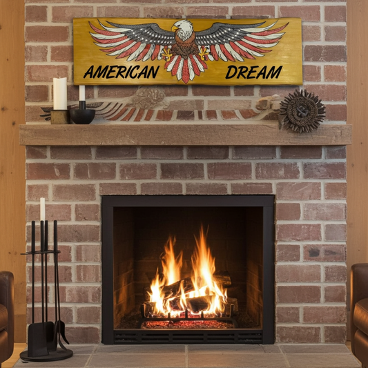 American Bald Eagle USA Flag on Basswood Wall Art Home Office Decor Patriotic Gifts
