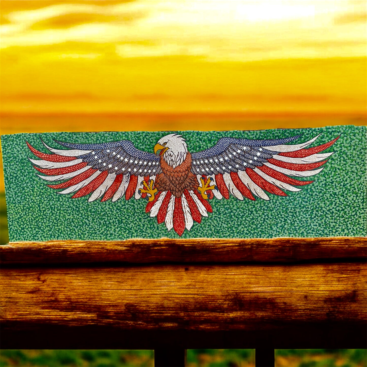 American Bald Eagle USA Flag on Basswood Patriotic Gift