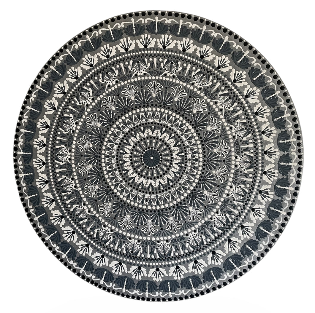 Mandala con espejos Dot Art Naranja Mar Verde y Azul Colores Pintura acrílica hecha a mano