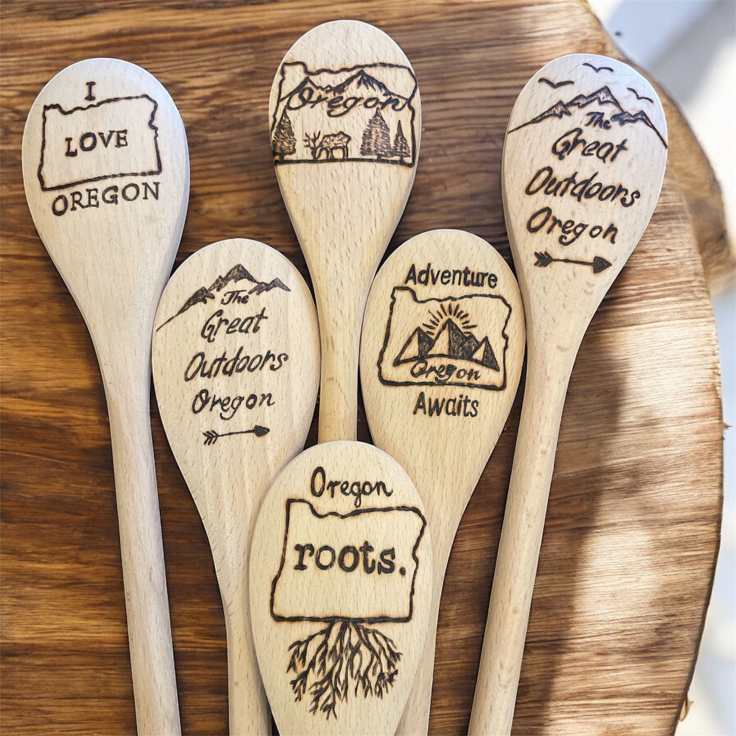 Wooden Cooking Spoons| beechwood 14"| Eco-friendly| Oregon Lovers| PNW Outdoors