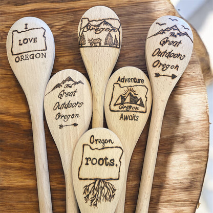 Wooden Cooking Spoons| beechwood 14"| Eco-friendly| Oregon Lovers| PNW Outdoors