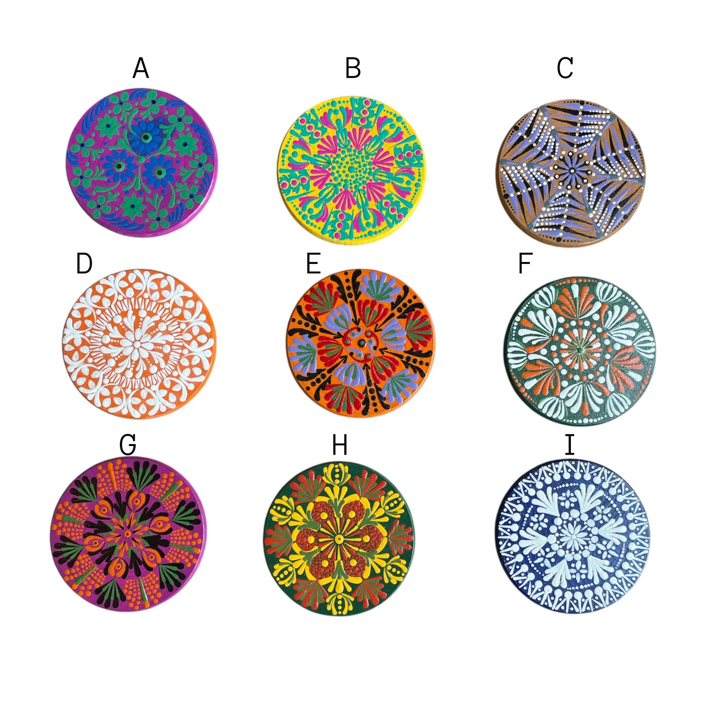 Handmade Wooden Coasters| Mandala Designs| Custom Colors Available