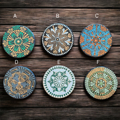 Drink Coasters Hand Painted with Dot Art Mandala Designs