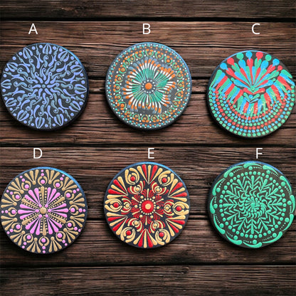 Drink Coasters Hand Painted with Dot Art Mandala Designs Centerpiece Decor