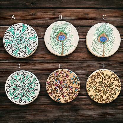 Table Coasters Hand Painted with Dot Art Mandala Designs Centerpiece Decor