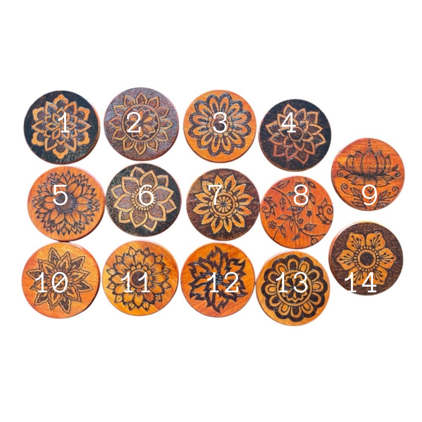 Wood Coasters| Wood Burned Mandala Designs| Handmade