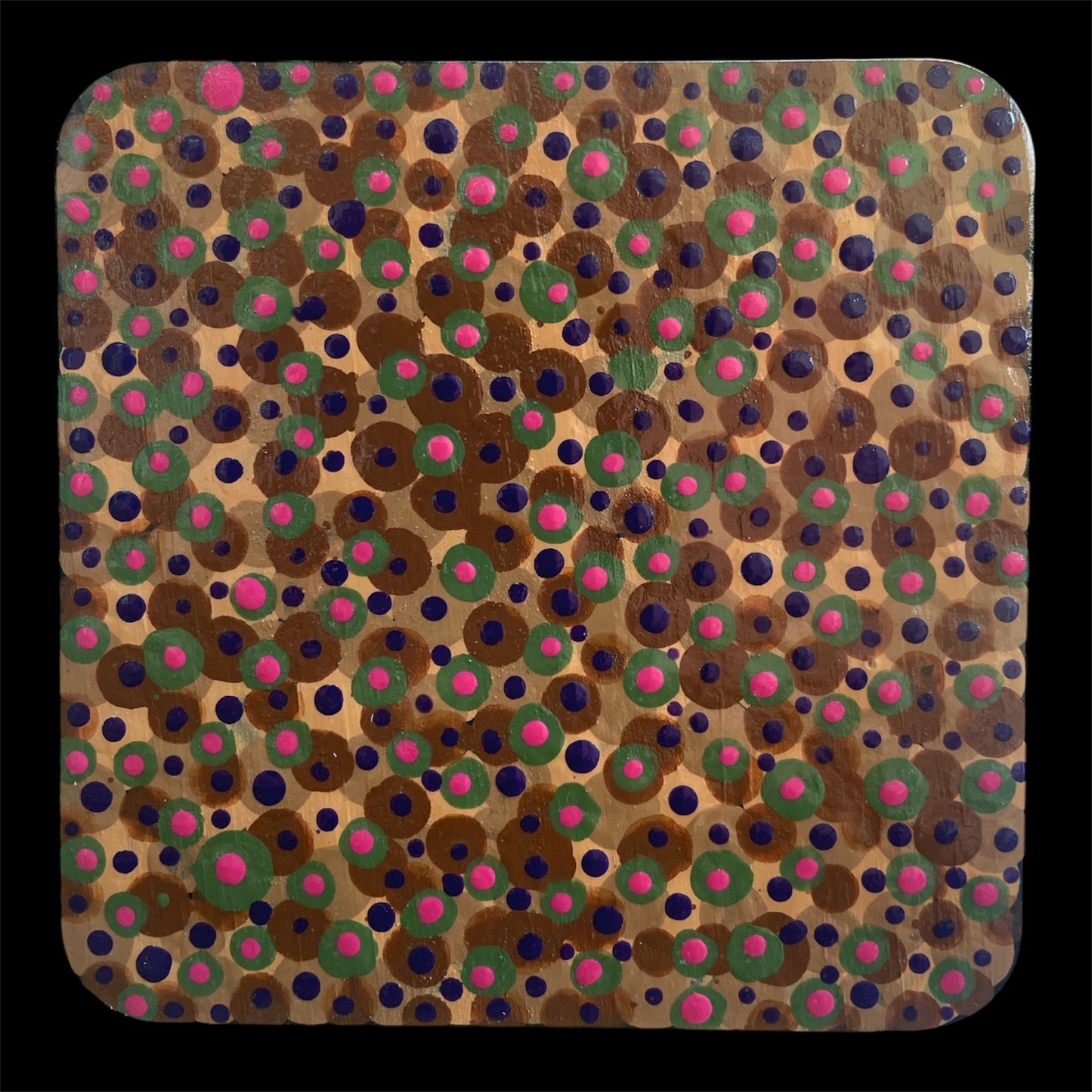 Pointillism Dot Art Wood Coasters | Colorful Acrylic Painted | Triple Sealed | Unique Boho | Home Decor