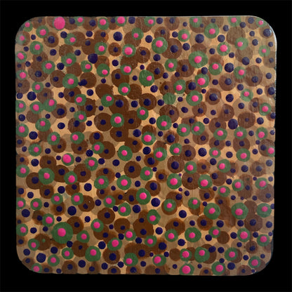 Pointillism Dot Art Wood Coasters | Colorful Acrylic Painted | Triple Sealed | Unique Boho | Home Decor