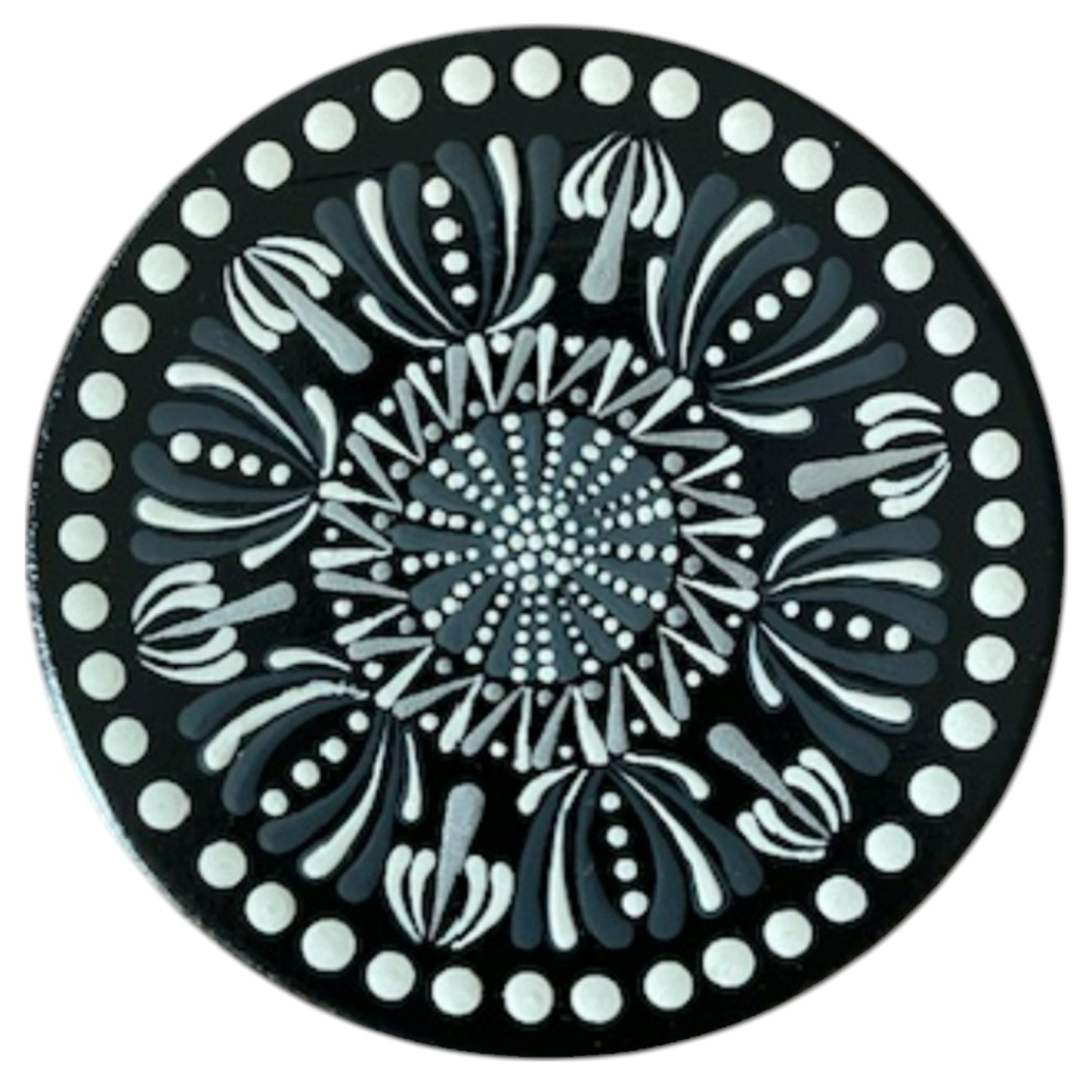 Wood Coasters Set of 4 with Holder 4”x5/16” Dot Art Hand Painted
