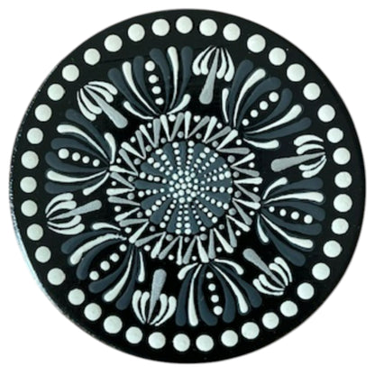 Wood Coasters Set of 4 with Holder 4”x5/16” Dot Art Hand Painted