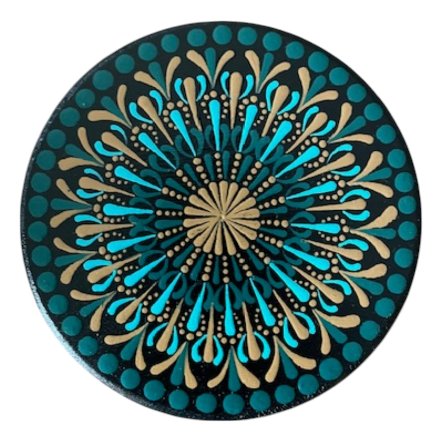 Wood Coasters Single 4”x 5/16” Dot Art Hand Painted