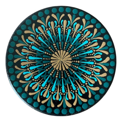 Wood Coasters Single 4”x 5/16” Dot Art Hand Painted