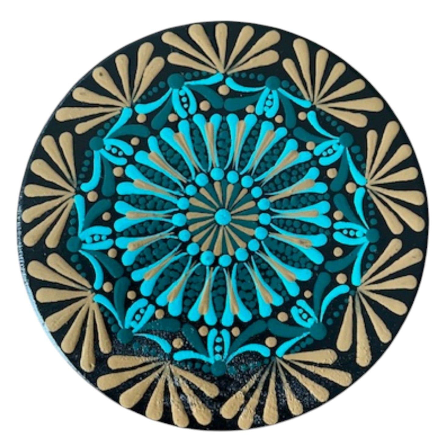 Wood Coasters Single 4”x 5/16” Dot Art Hand Painted