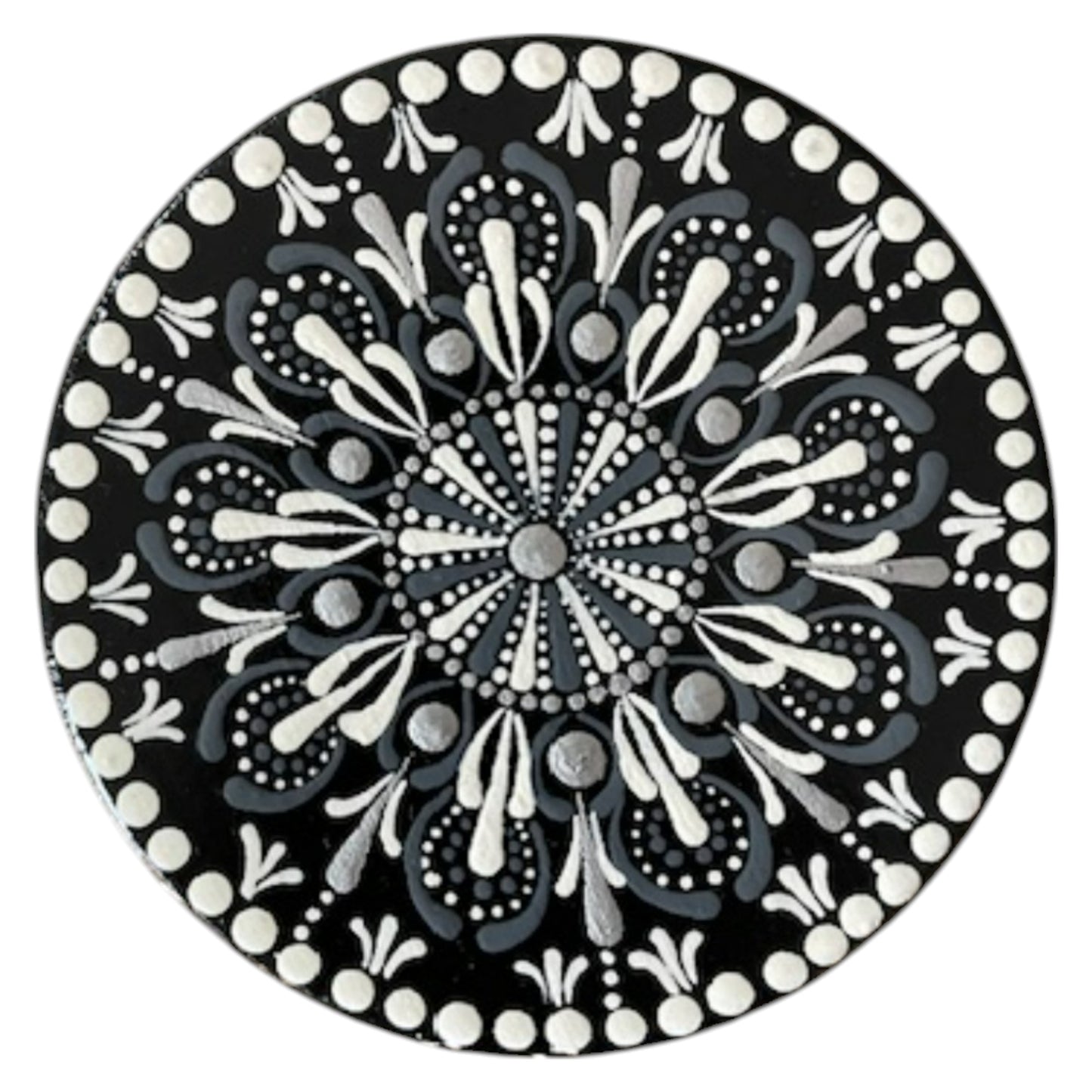 Wood Coasters Single 4”x 5/16” Dot Art Hand Painted
