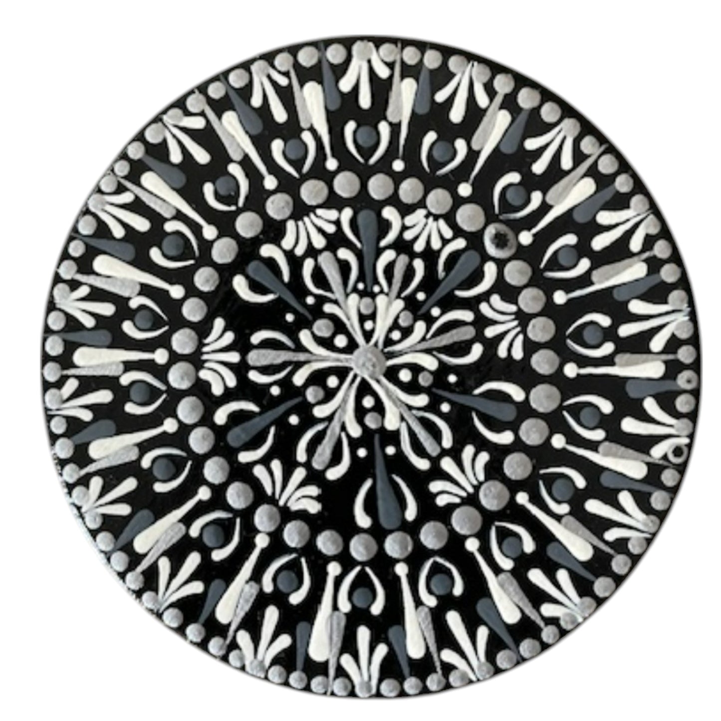 Wood Coasters Set of 4 with Holder 4”x5/16” Dot Art Hand Painted
