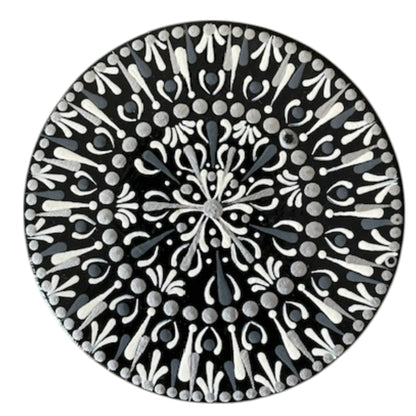 Wood Coasters Set of 4 with Holder 4”x5/16” Dot Art Hand Painted