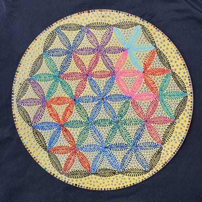 Colorful Abstract Mandala Dot Art Handmade Art Work with sawtooth Wall Hanging
