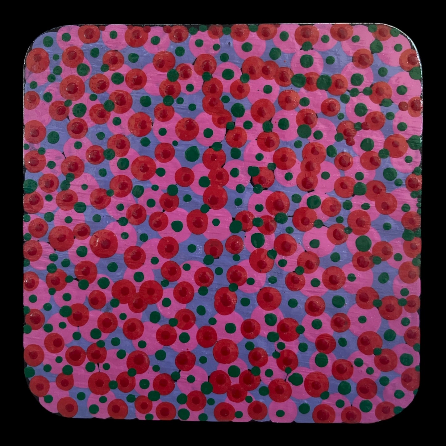 Pointillism Dot Art Wood Coasters | Colorful Acrylic Painted | Triple Sealed | Unique Boho | Home Decor
