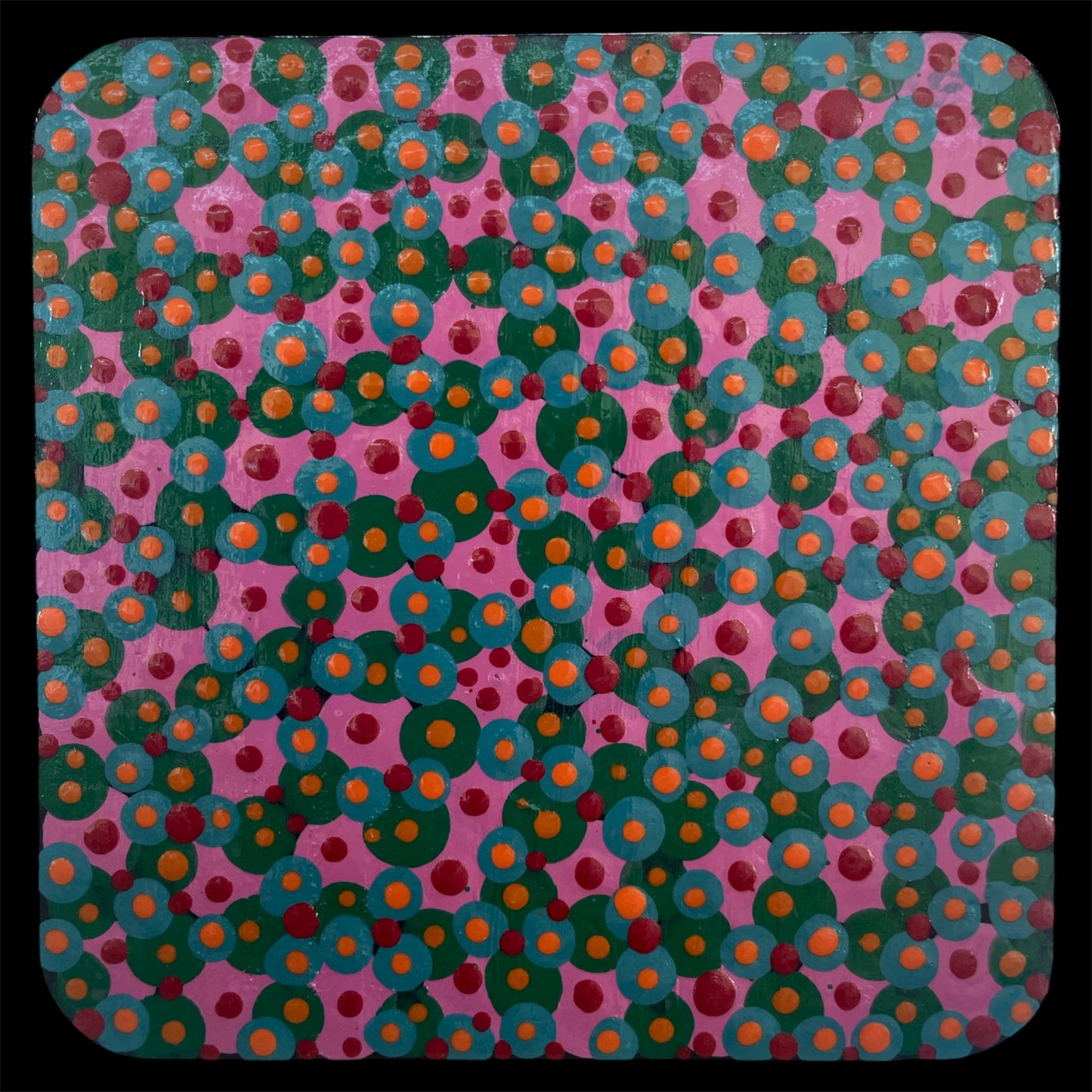 Pointillism Dot Art Wood Coasters | Colorful Acrylic Painted | Triple Sealed | Unique Boho | Home Decor