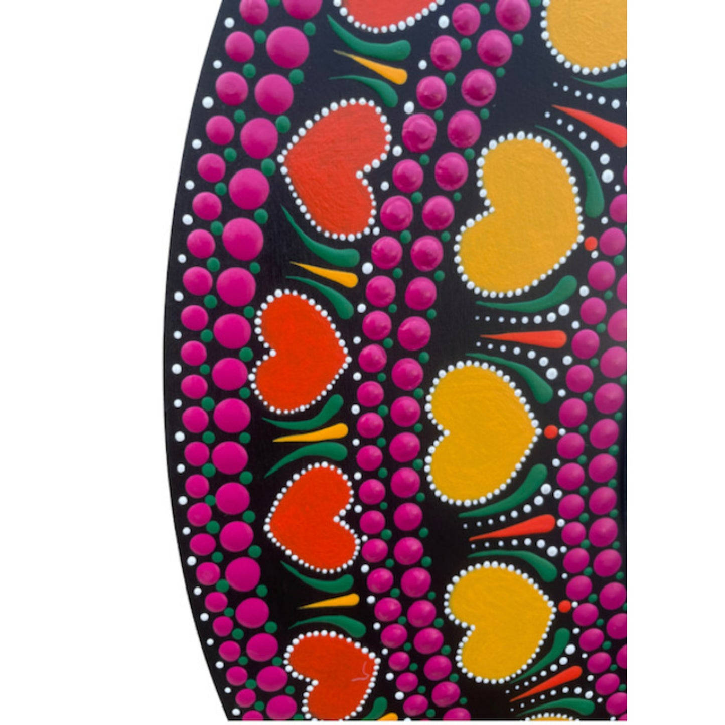 Espejo de pared con corazones Dot Art Mandala pintura acrílica hecha a mano