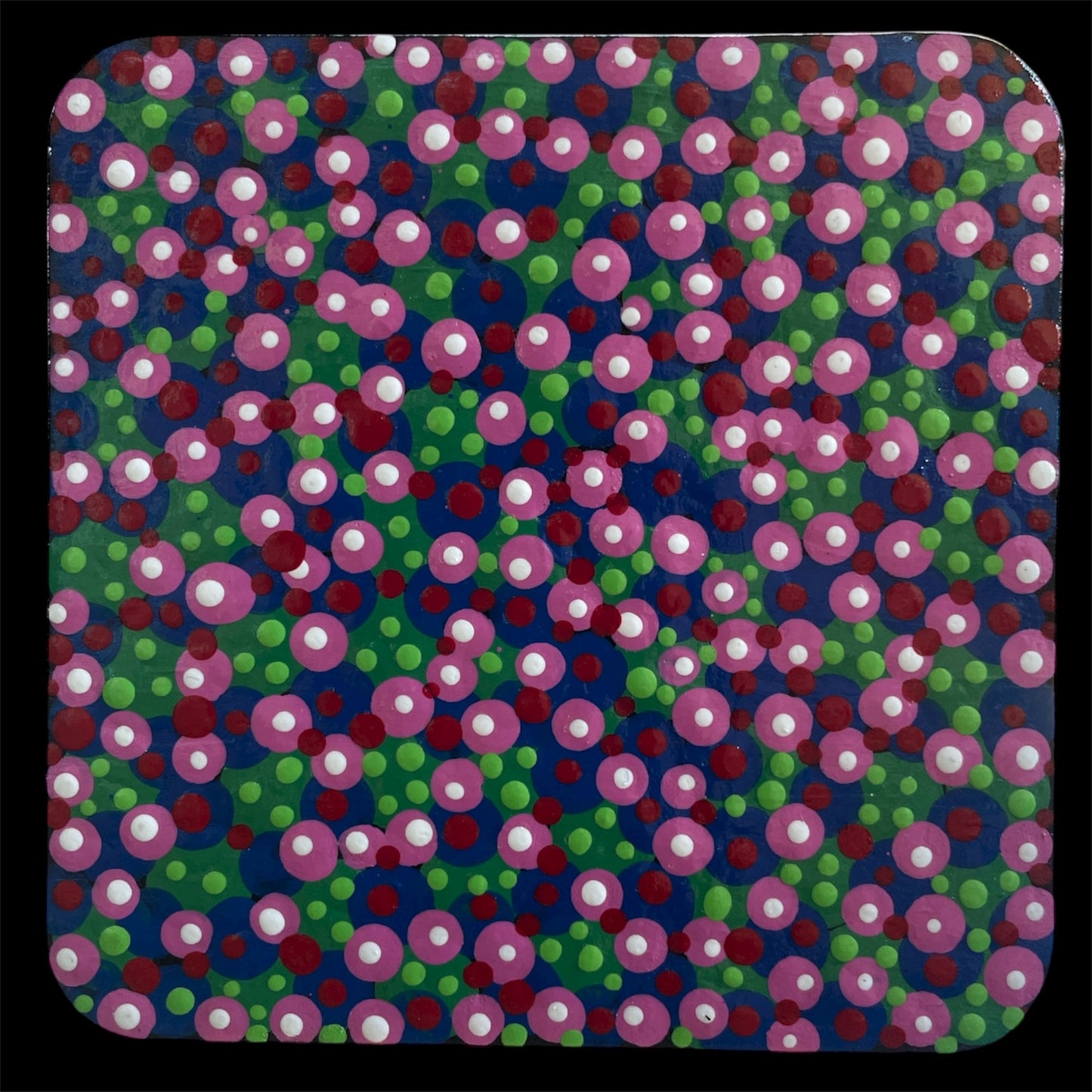 Pointillism Dot Art Wood Coasters | Colorful Acrylic Painted | Triple Sealed | Unique Boho | Home Decor