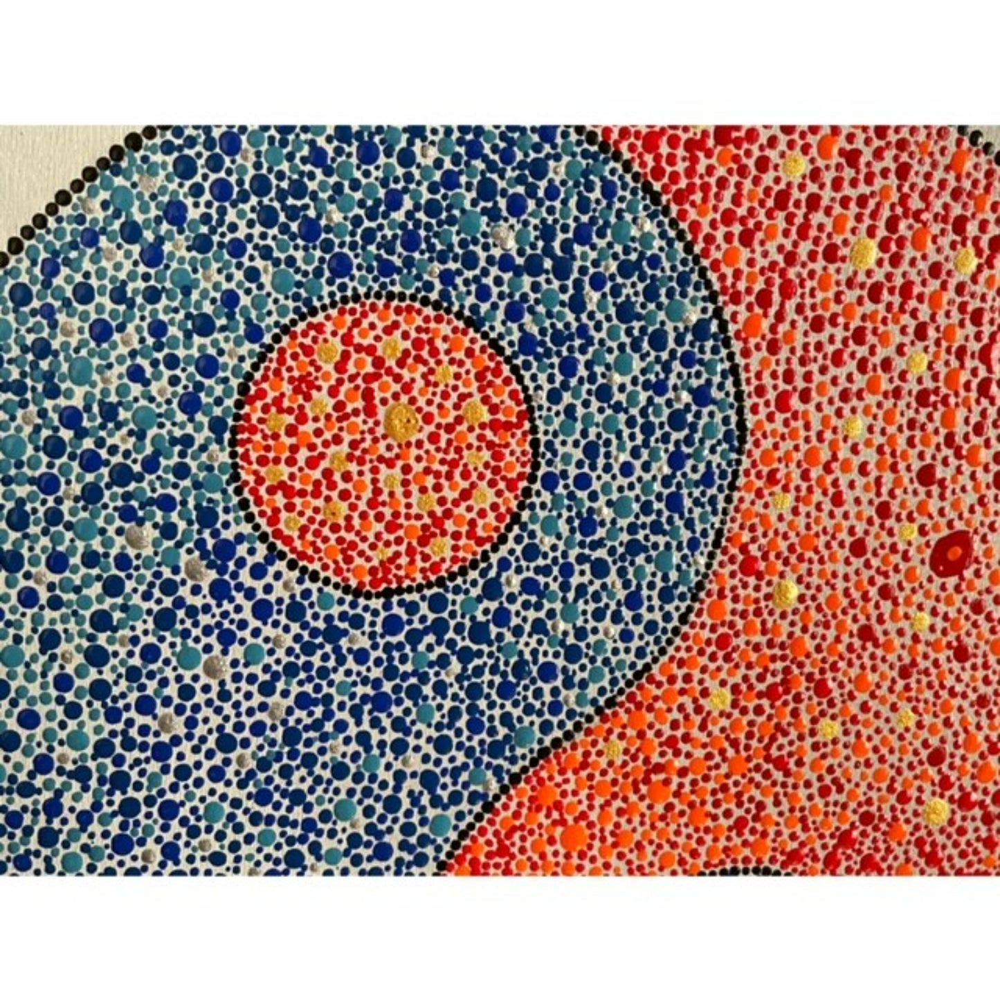 Pintura acrílica Yin Yang Water and Fire Dot Art hecha a mano