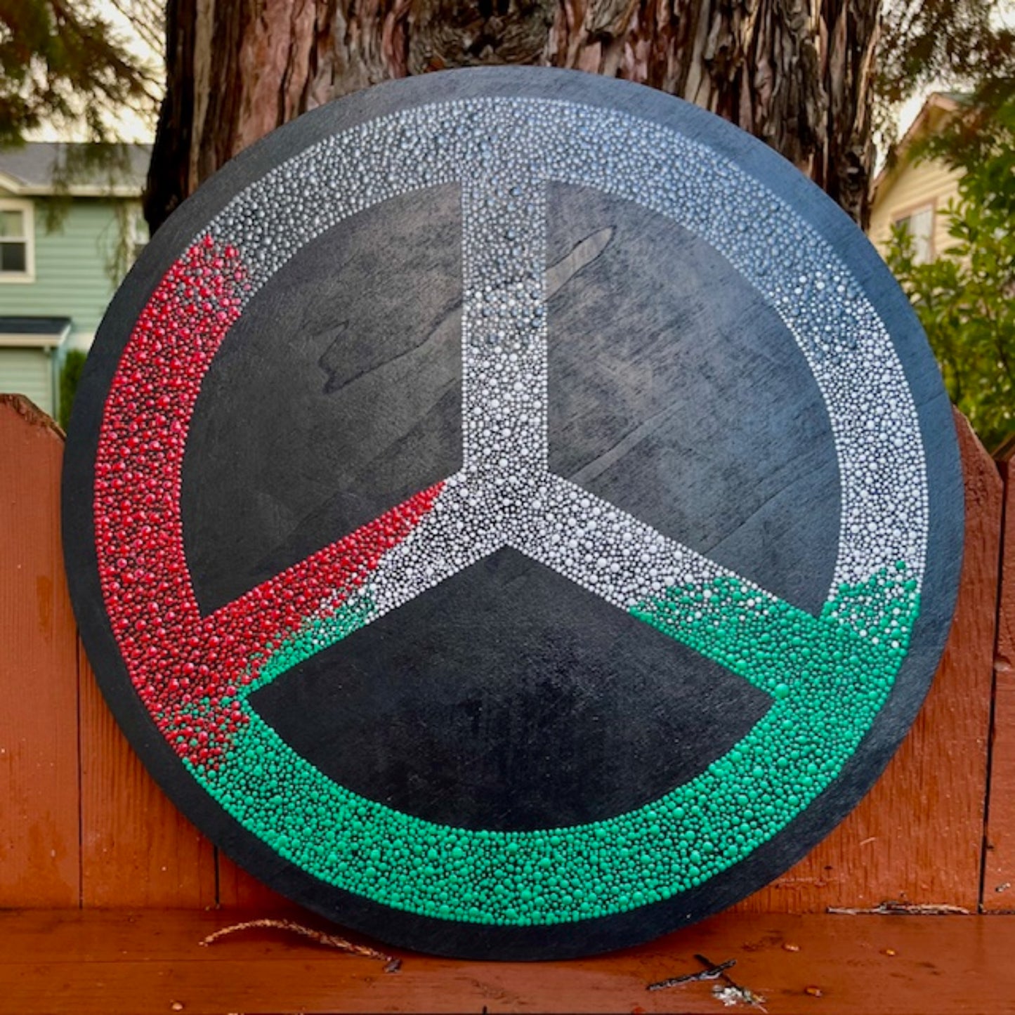 Peace Symbol with Flag Colors Dot Art Home Office Wall Decor