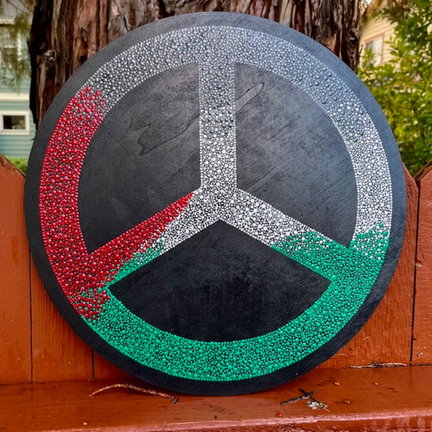 Peace Symbol with Flag Colors Dot Art Home Office Wall Decor