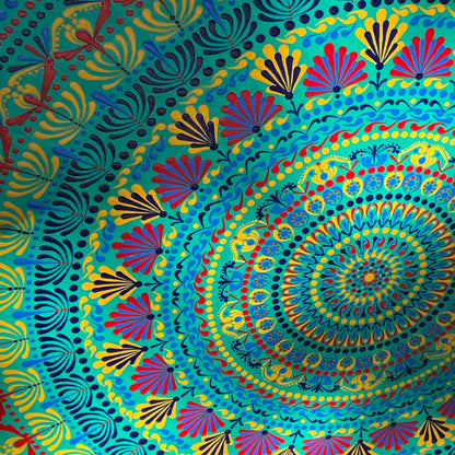 Mandala con espejos Dot Art Naranja Mar Verde y Azul Colores Pintura acrílica hecha a mano