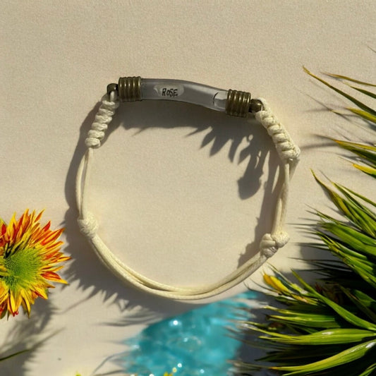 Men Women Unisex Bracelet White Color Writing on Rice Jewelry