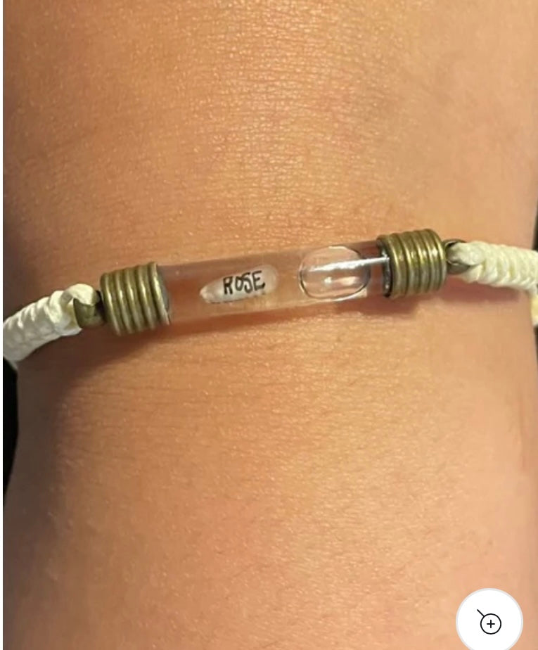 Pulsera unisex para hombre y mujer, color blanco, escritura en arroz, joyería de regalo hecha a mano